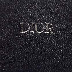 Pre Owned Dior Beige/Navy Blue Oblique Canvas and Leather Card Holder