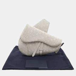 مملوكة مسبقًا Christian Dior Saddle White Dior Oblique Jacquard Canvas Shoulder Bag