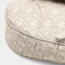 مملوكة مسبقًا Christian Dior Saddle White Dior Oblique Jacquard Canvas Shoulder Bag