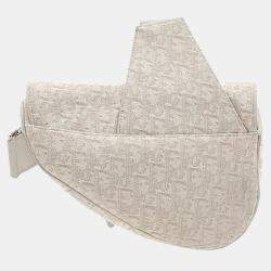 مملوكة مسبقًا Christian Dior Saddle White Dior Oblique Jacquard Canvas Shoulder Bag
