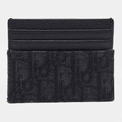 Pre Owned Dior Black Oblique Canvas and Leather Card Holder