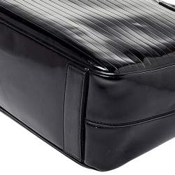 Dior Homme Black Stripped Glossy Leather Document Briefcase 