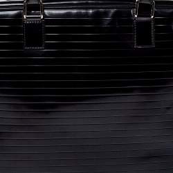 Dior Homme Black Stripped Glossy Leather Document Briefcase 