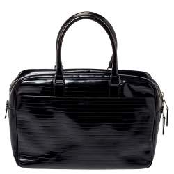 Dior Homme Black Stripped Glossy Leather Document Briefcase 