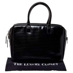 Dior Homme Black Stripped Glossy Leather Document Briefcase 
