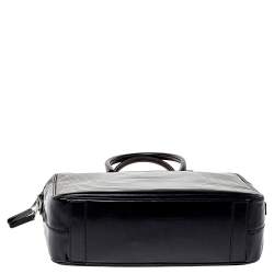 Dior Homme Black Stripped Glossy Leather Document Briefcase 