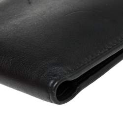 Pre Owned Dior Homme Black Leather Signature Bifold Wallet