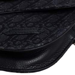 Dior Black Oblique Canvas and Leather Saddle Messenger Bag