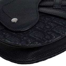 Dior Black Oblique Canvas and Leather Saddle Messenger Bag