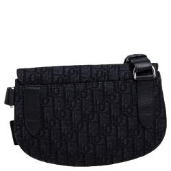 Dior Black Oblique Canvas and Leather Saddle Messenger Bag