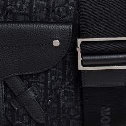 Dior Black Oblique Canvas and Leather Saddle Messenger Bag