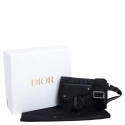 Dior Black Oblique Canvas and Leather Saddle Messenger Bag