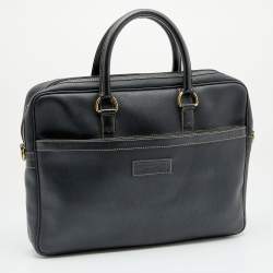 Dior Black Honeycomb Coated Canvas and Leather Vintage Briefcase 
