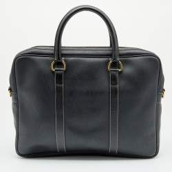 Dior Black Honeycomb Coated Canvas and Leather Vintage Briefcase 