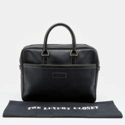 Dior Black Honeycomb Coated Canvas and Leather Vintage Briefcase 