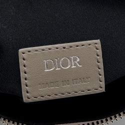 Pre Owned Dior Grey Perforated Oblique Leather Saddle Body Bag
