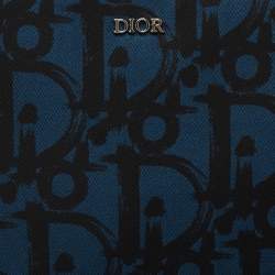 Dior Blue/Black Oblique Print Nylon Zip Pouch