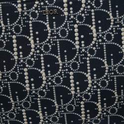 مملوكة مسبقًا Dior Blue Oblique Print Nylon and Leather Zip Pouch