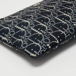 مملوكة مسبقًا Dior Blue Oblique Print Nylon and Leather Zip Pouch
