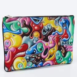 Dior X Kenny Scharf Multicolor Nylon and Leather Zip Pouch