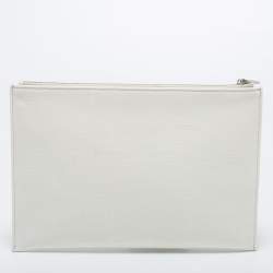 Dior White Floral Print Canvas 30 Avenue Montaigne Zip Pouch