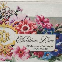Dior White Floral Print Canvas 30 Avenue Montaigne Zip Pouch
