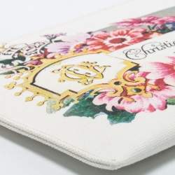 Dior White Floral Print Canvas 30 Avenue Montaigne Zip Pouch