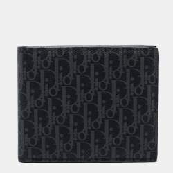 Dior Homme Black Oblique Coated Canvas Bifold Compact Wallet Dior