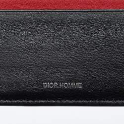 Pre Owned Dior Homme Black Oblique Coated Canvas Bifold Compact Wallet