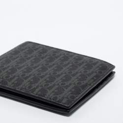 Pre Owned Dior Homme Black Oblique Coated Canvas Bifold Compact Wallet