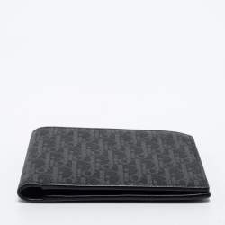 Pre Owned Dior Homme Black Oblique Coated Canvas Bifold Compact Wallet