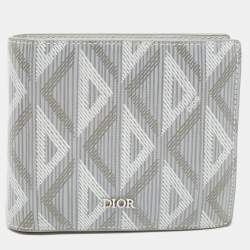 Dior Grey CD Diamond Coated Canvas Bifold Compact Wallet Dior