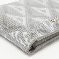 Dior Grey CD Diamond Coated Canvas Bifold Compact Wallet 