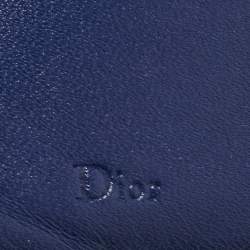 Dior Navy Blue Watersnake Leather Metal Edge Bifold Wallet 