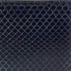 Dior Navy Blue Watersnake Leather Metal Edge Bifold Wallet 