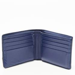 Dior Navy Blue Watersnake Leather Metal Edge Bifold Wallet 