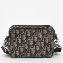 Dior Blue/Beige Oblique Jacquard Canvas Crossbody Pouch