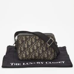 Dior Blue/Beige Oblique Jacquard Canvas Crossbody Pouch