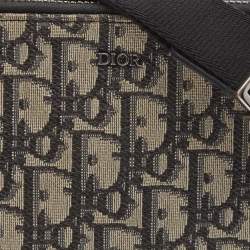 Dior Blue/Beige Oblique Jacquard Canvas Crossbody Pouch