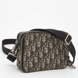 Dior Blue/Beige Oblique Jacquard Canvas Crossbody Pouch