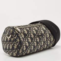 Dior Navy Blue/Black Oblique Canvas Roller Messenger Bag