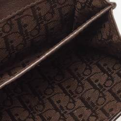 Dior Brown/Beige Calfhair and Leather D Ring Flap Compact Wallet