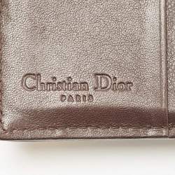 Dior Brown/Beige Calfhair and Leather D Ring Flap Compact Wallet