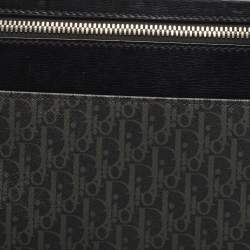 Dior Black Oblique Coated Canvas and Leather Zip Pouch