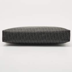 Dior Black Oblique Coated Canvas and Leather Zip Pouch