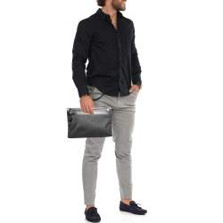 Dior Black Oblique Coated Canvas and Leather Zip Pouch