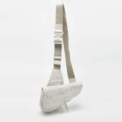 Dior x Daniel Arsham White Newspaper Print Leather Saddle Crossbody Bag