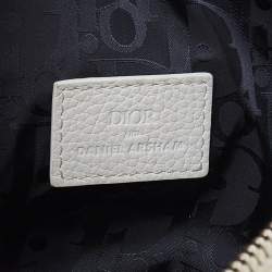 Dior x Daniel Arsham White Newspaper Print Leather Saddle Crossbody Bag