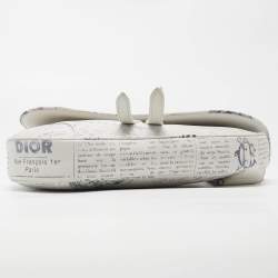 Dior x Daniel Arsham White Newspaper Print Leather Saddle Crossbody Bag
