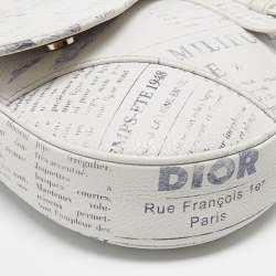 Dior x Daniel Arsham White Newspaper Print Leather Saddle Crossbody Bag